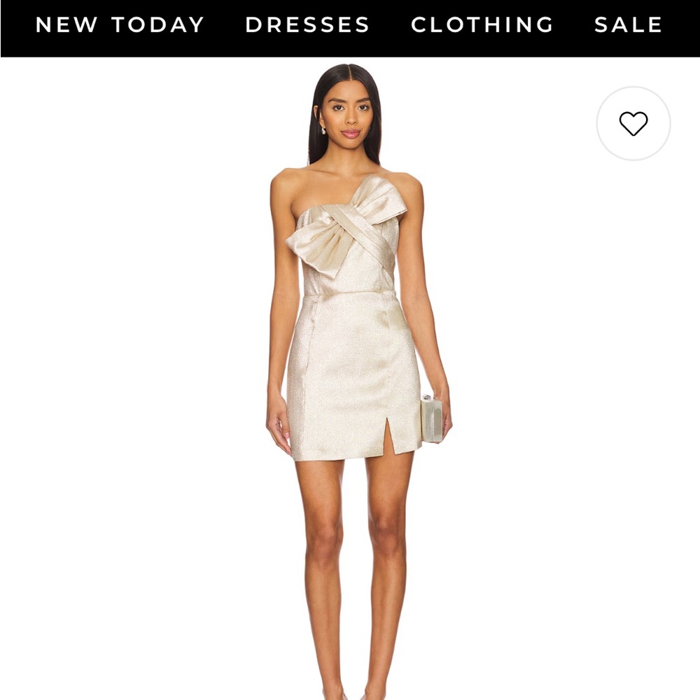 Yumi Kim Strapless gold Dress with Bow Detail
